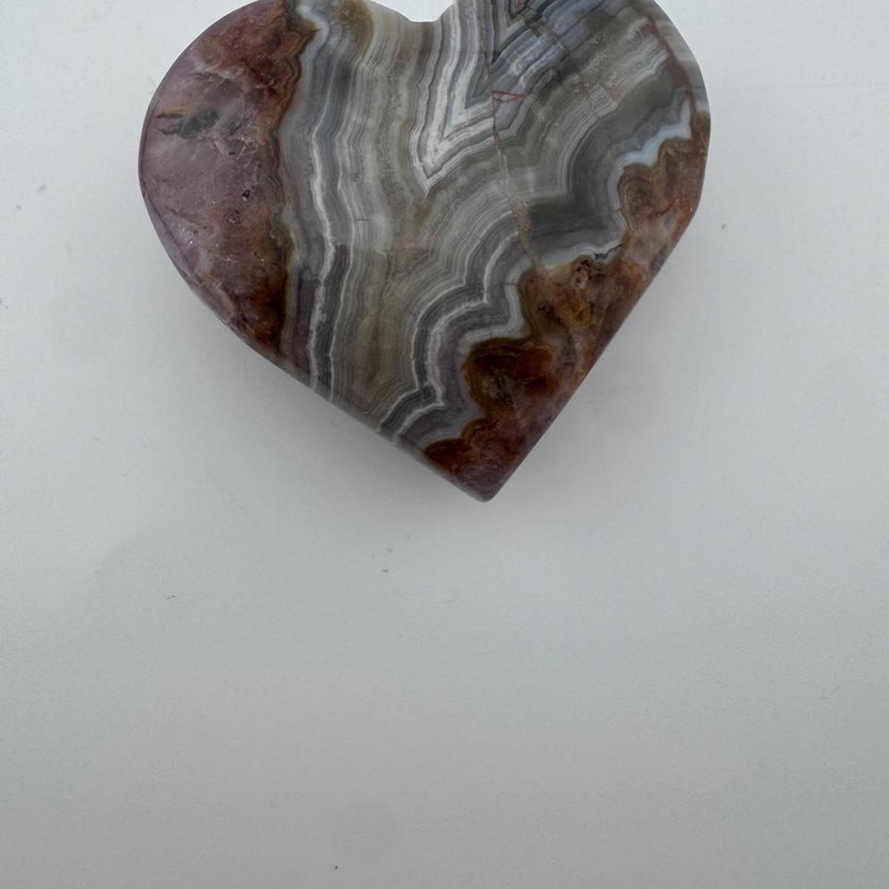 Mexican crazy lace Agate Amethyst Heart Palm stone